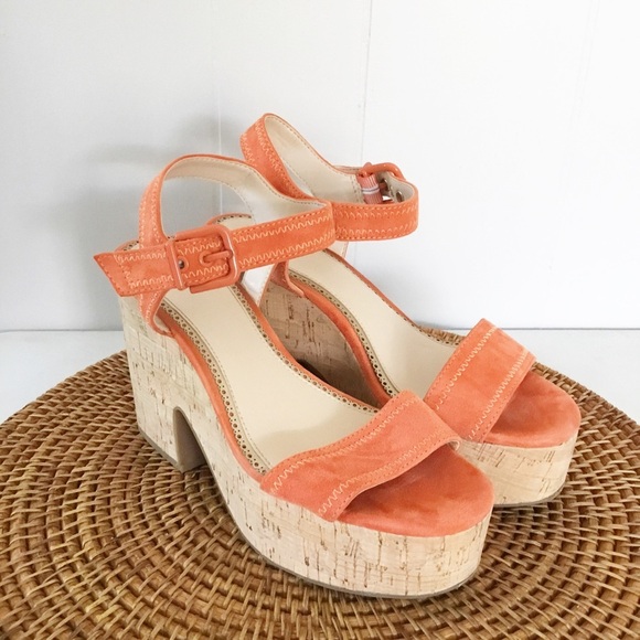 1901 Coral Crock Heels Size 7 M Platform Shoes Wedge - Picture 1 of 5